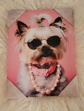 🆕️🖼Yorksire Terrier "Yorkie" Glam Canvas Painting, 12" x 16"